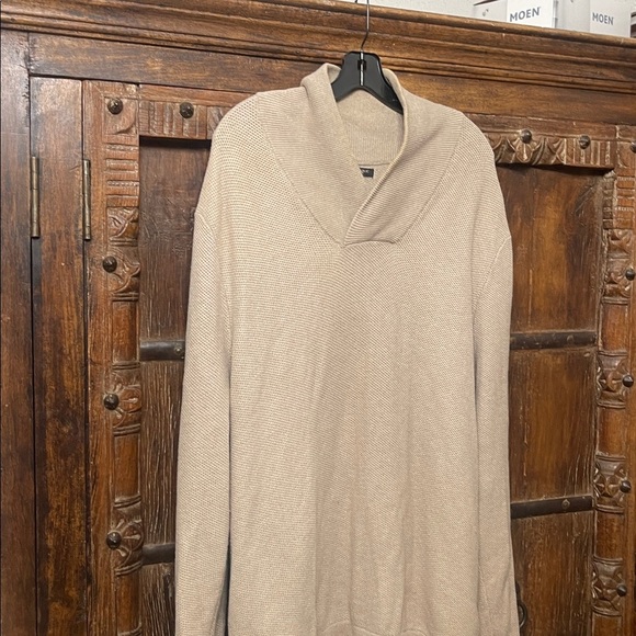 Banana Republic Shawl Collar Pullover Sweater XXL Beige Tan Textured Knit - Picture 2 of 8